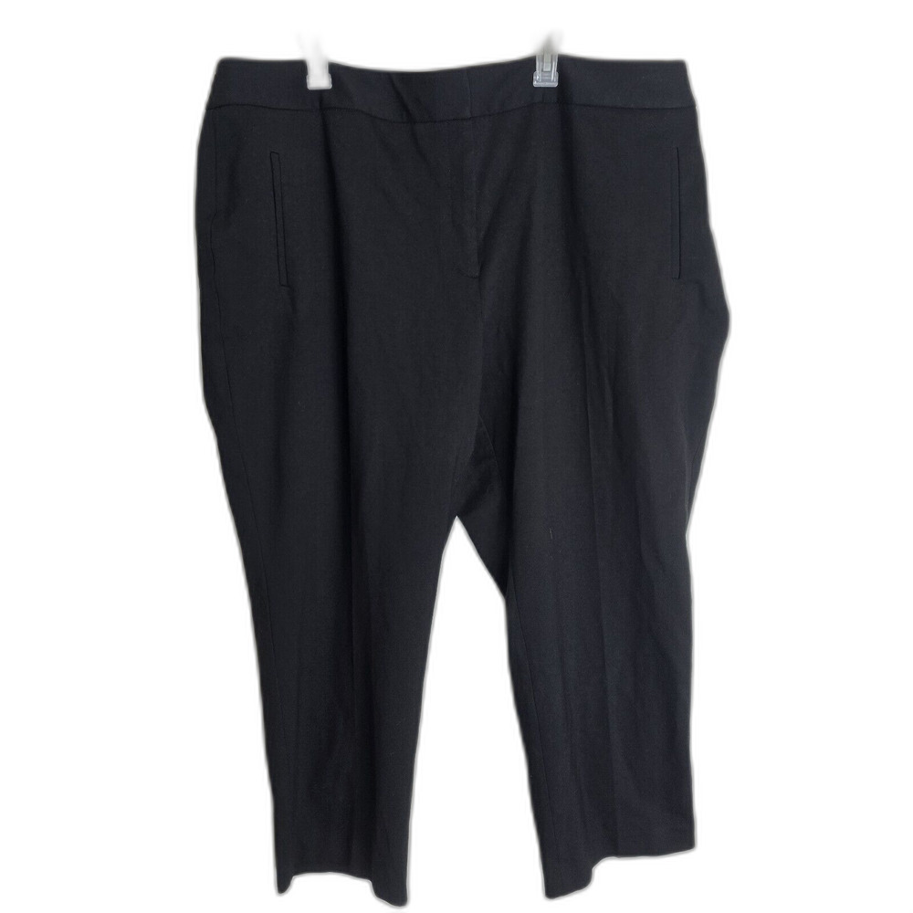 Bar III Ponte Knit Pants Women Plus Size 24W Black Stretch 46X27 Straight Leg